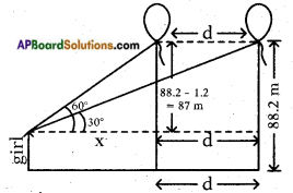 AP SSC 10th Class Maths Solutions Chapter 12 Applications of Trigonometry Optional Exercise 1