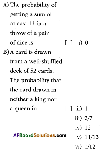 AP 10th Class Maths Bits Chapter 13 Probability with Answers 10