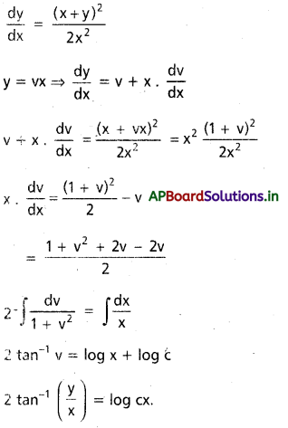 AP Inter 2nd Year Maths 2B Solutions Chapter 8 అవకలన సమీకరణాలు Ex 8(c) 10